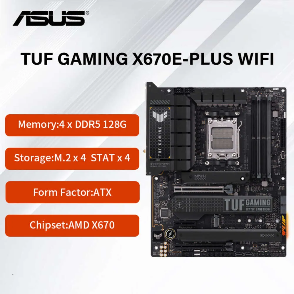 Nouvelle carte mère WIFI ASUS TUF GAMING X670E-PLUS avec prise AMD AM5 4 x DIMM Max.128 Go DDR5