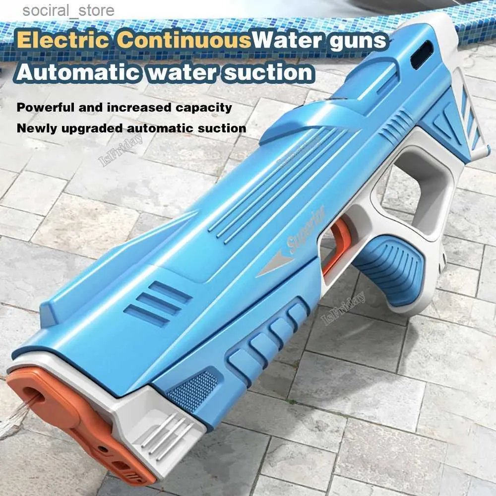 Gun Toys Summer Full Automatic Electric Water Gun Toy Induction Water Absorbing High-Tech Burst Water Gun Beach Outdoor Water Fight Toys L240311