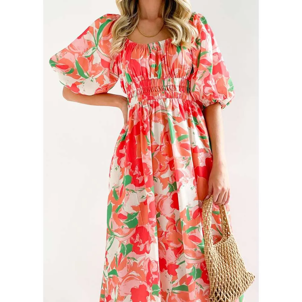 Seline Midi Dress - Watermelon