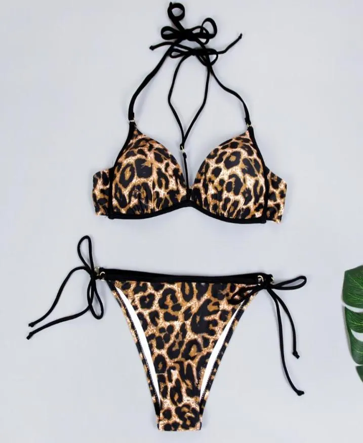 2020 Sexig Twopiece Bikini Suits Set Three Point Swimsuits Summer Leopard Print Baddräkter Baddräkter Badkläder Plus Size SXXL5466629