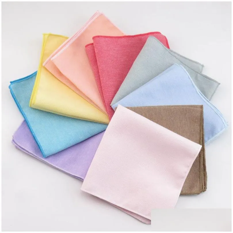 Mouchoirs 22x22 cm carré couleur unie tissu mouchoirs de poche pour hommes femmes mariage affaires bureau costume décor accessoire de mode Dhd7H