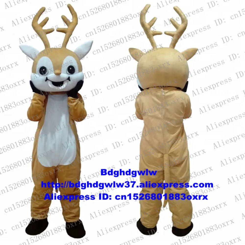 Mascot Costumes Brown Reindeer Moose Elk Wapiti Caribou Alces Deer Mascot Costume Adult Cartoon Character New Style Newest Crew Cabaret Zx1891