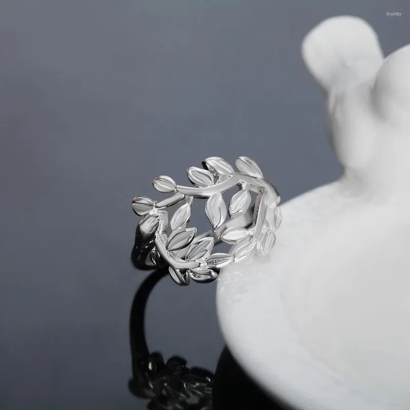 Cluster Ringe 925 Sterling Silber Baum und Blätter Design Frau Hochzeit Verlobungsfeier Modeschmuck Vintage Europa Stil