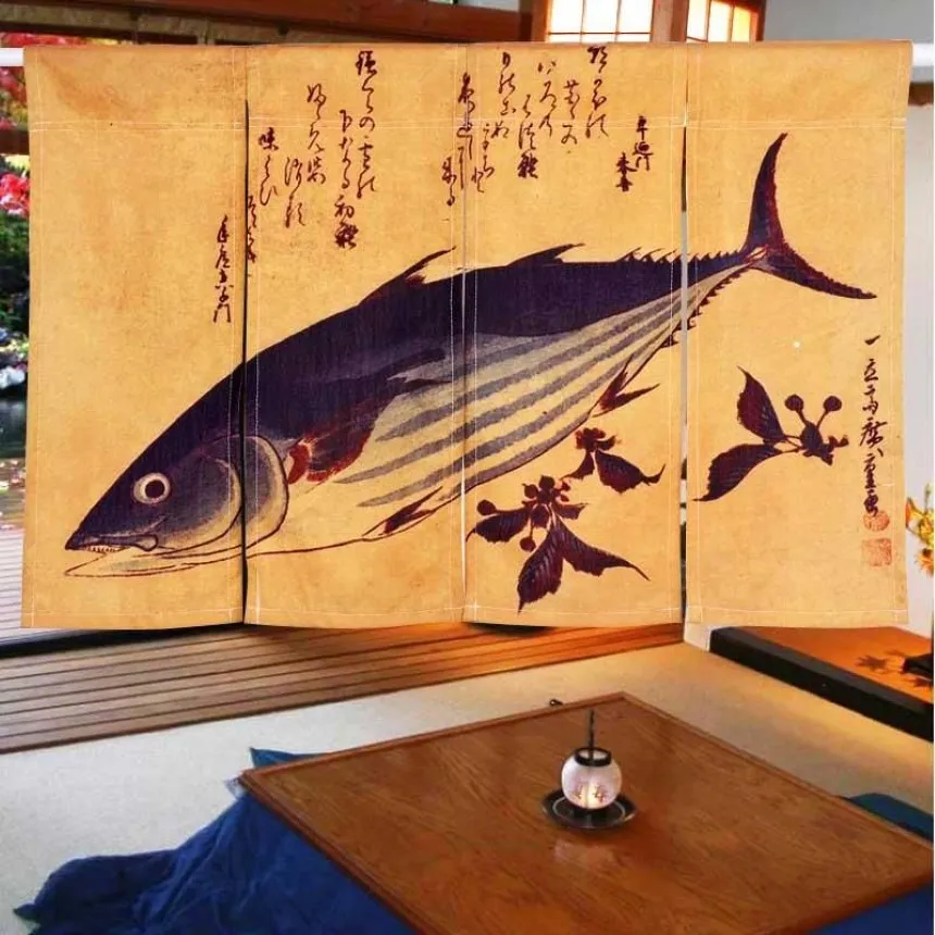 Curtain & Drapes Japanese-style Door Partition Tuna Decoration Hanging Kitchen Restaurant Half Noren301N