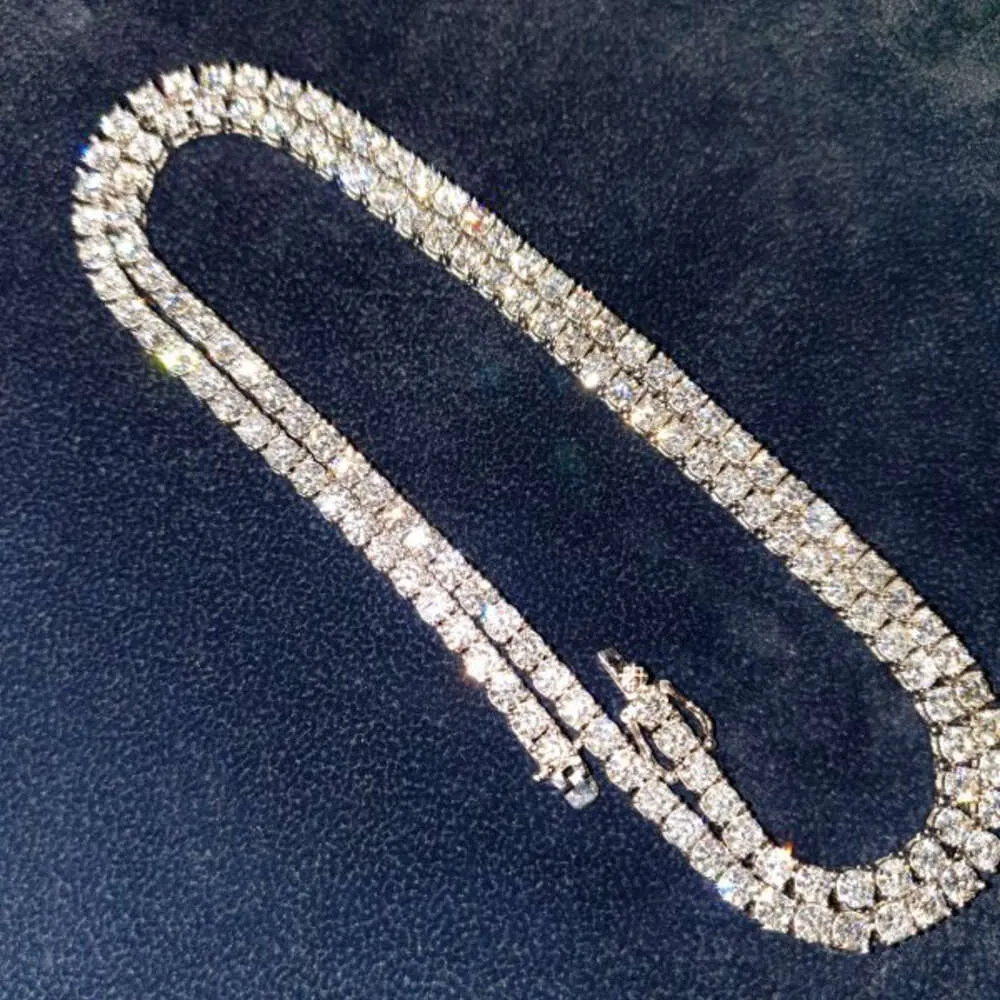 Made Jewelry Pure Sier IGI-gecertificeerde 5 mm Hpht Vs1 Clarity Lab Grown Diamond Chain-tennisketting