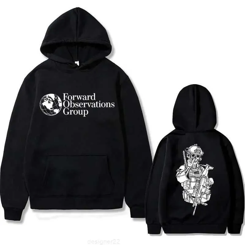 GBRS Forward Observations Grupp Double Sided Print Hoodie Death Horror Skull Graphic Hoodies Men Vintage Overdimensionerade tröjor