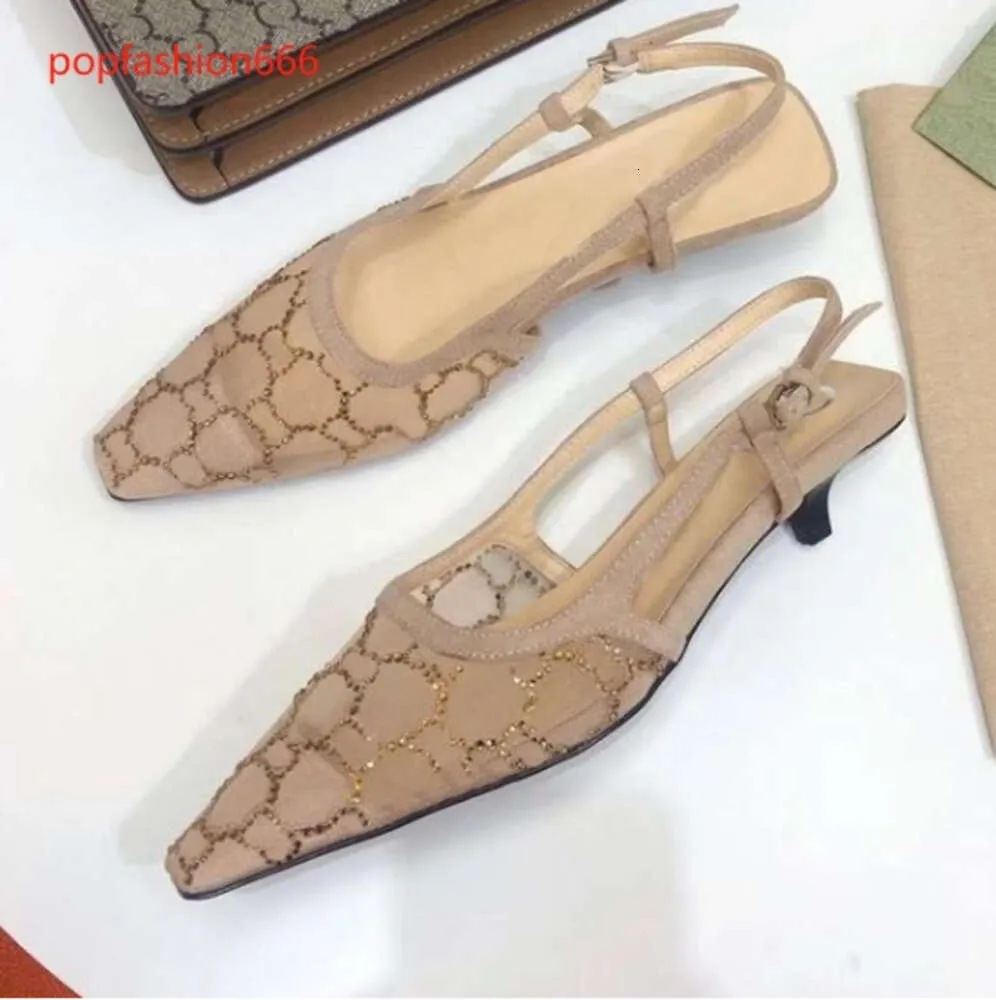 Designer Sling Back Sandales Mode d'été 2023 Femmes Luxe Strass Mariage Sandles Sliders Talons Hauts Chaussures Mode Shoes353555