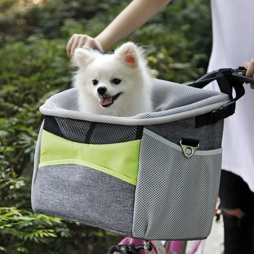 Bicycle QET CARRIER Dog Bike Front Carrier with Small Pockets Bicycle Handlebar Small Pet with Shoulder Strap276A