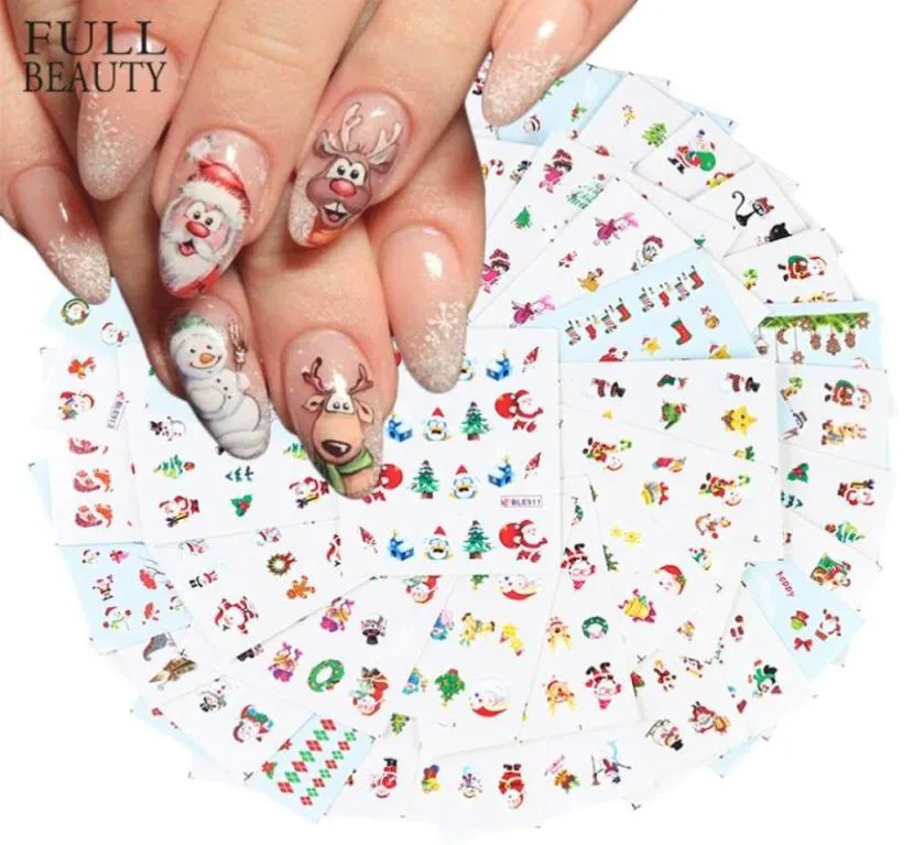 44 pezzi di adesivi natalizi per unghie Set pupazzo di neve Babbo gatto cursore per il trasferimento dell'acqua inverno decorazioni per nail art per manicure CHNJ00421373030
