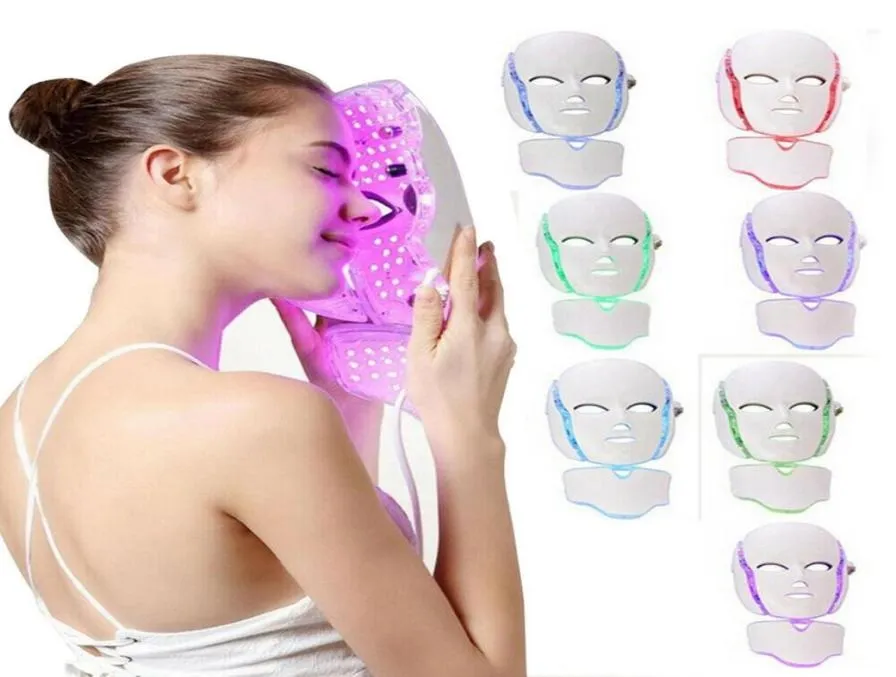 Maschera facciale per il viso a LED con macchina per terapia della luce Pon a colori Pro Korea 7 con collo8535150