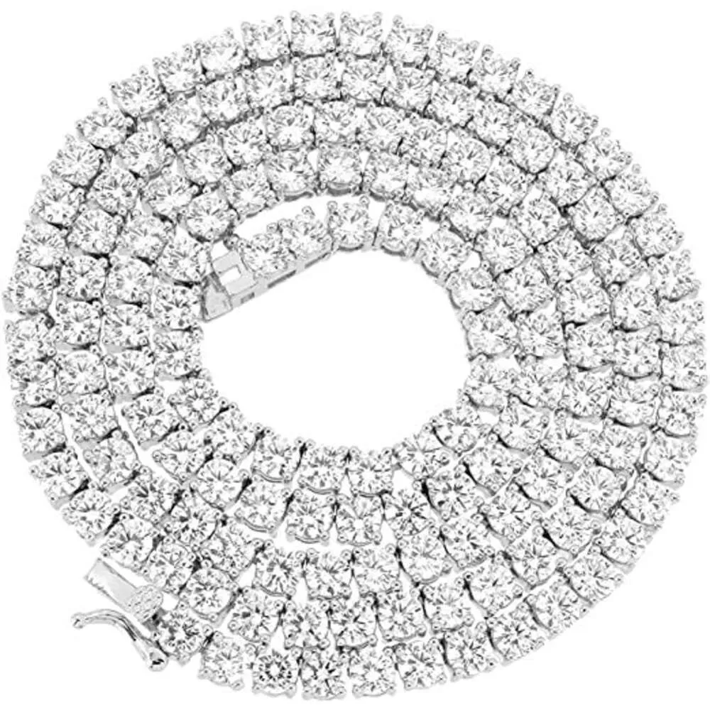 DEF couleur VVS 5Mm diamant cultivé en laboratoire Moissanite chaîne de Tennis 20 pouces collier ras du cou en argent Sterling bijoux balle argent NGTC