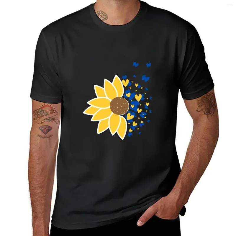 Men's Tank Tops Sunflower With Blue Butterflies And Gold Hearts T-Shirt Anime Korean Fashion Sweat Shirts Mens Vintage T