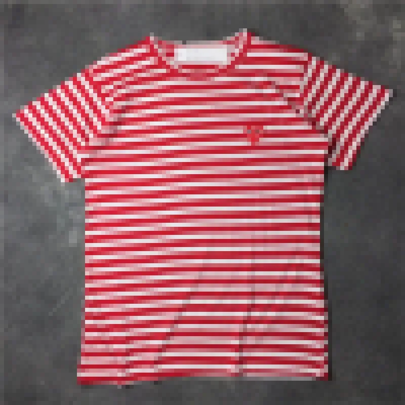 新しいデザイナーTシャツCDGコットン通気性女性TシャツCOMMES DES EMBROIDERY HEART STRIPED TAK