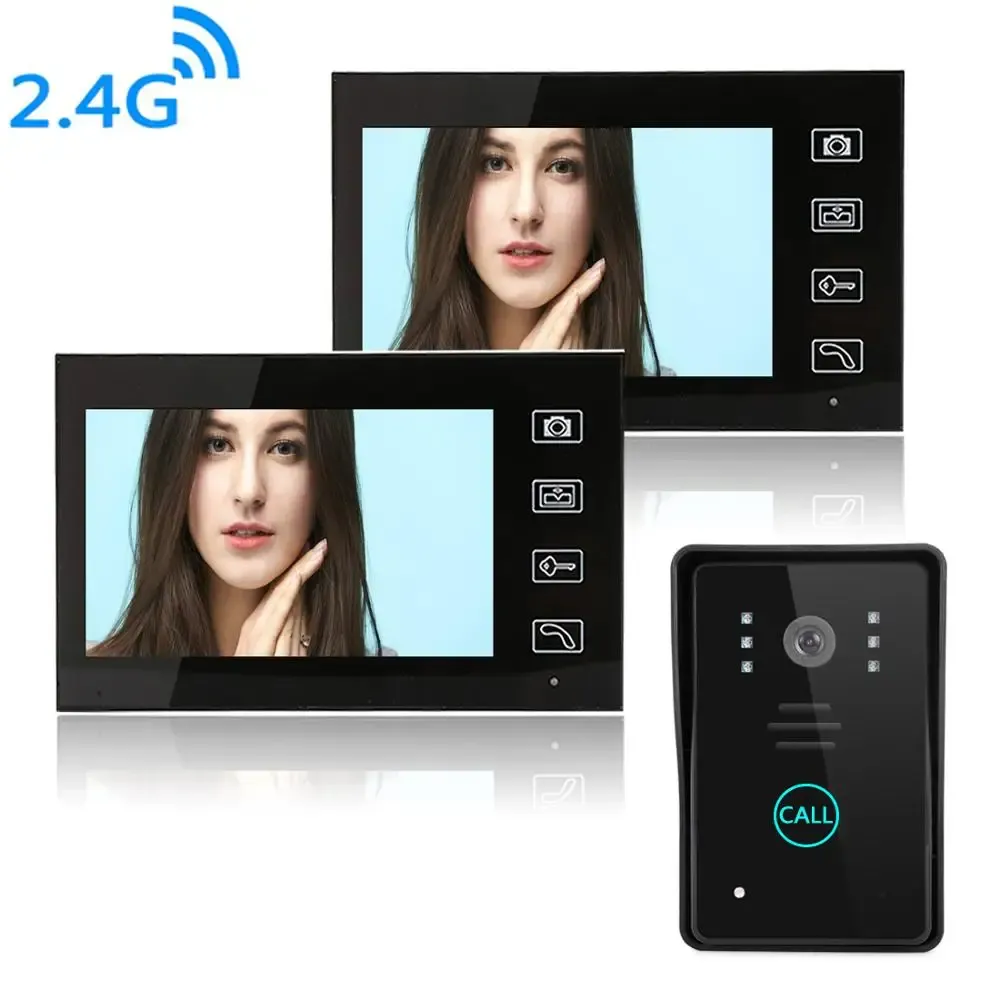 Doorbells 7" video door phone intercom system wireless video doorbell 2 monitor door camera infared ir home apartment video doorphone