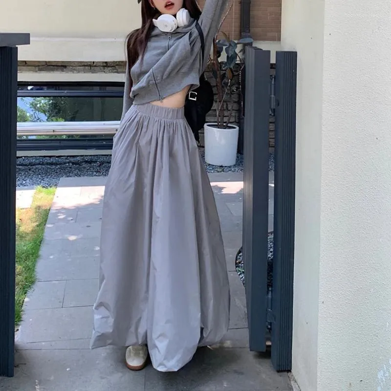 Skirts Women Clothing Spring summer Flower Skirt Korean Style Long High Waist All match A line Faldas Mujer Moda 2024