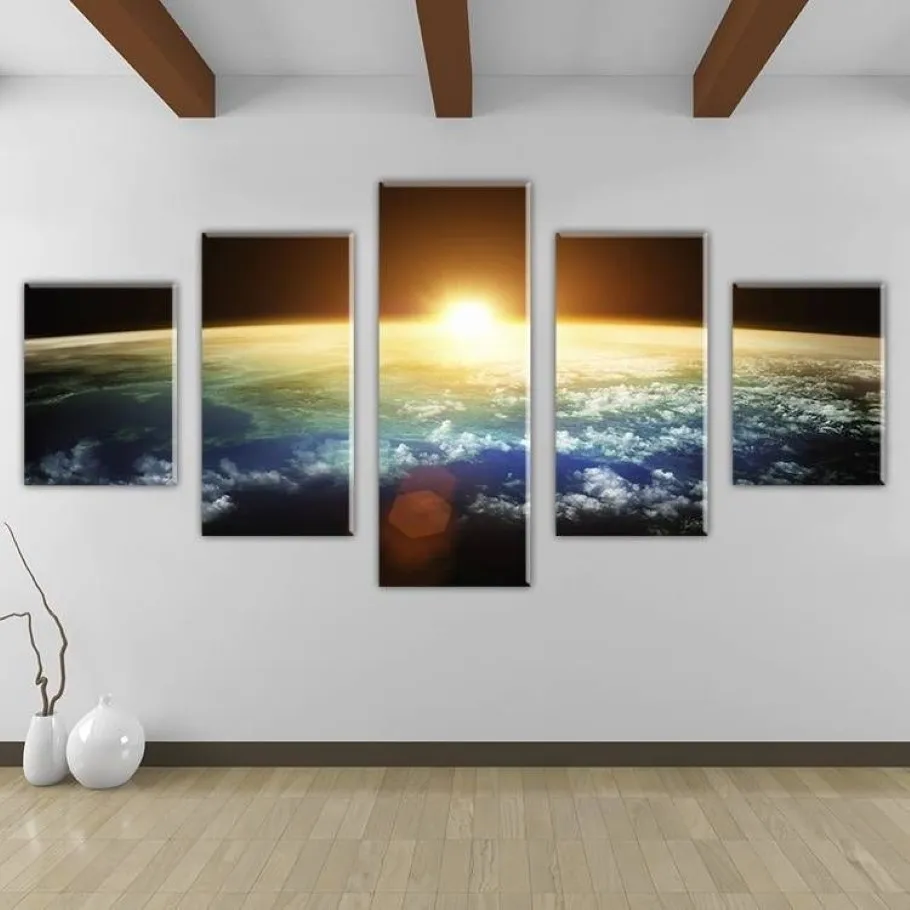 5st Set Unramed The Earth Universe Scene Landscape Painting On Canvas Wall Art målning Art Bild för vardagsrumsdekor248t