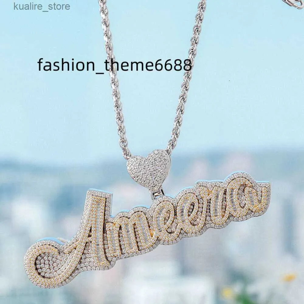 Hangertjes kettingen Pass moissanite Diamond Tester Hip Hop Custom 925 Sterling Zilver Naam Iced Out Hanger Ketting Letter Gouden hanger voor ketting L0311