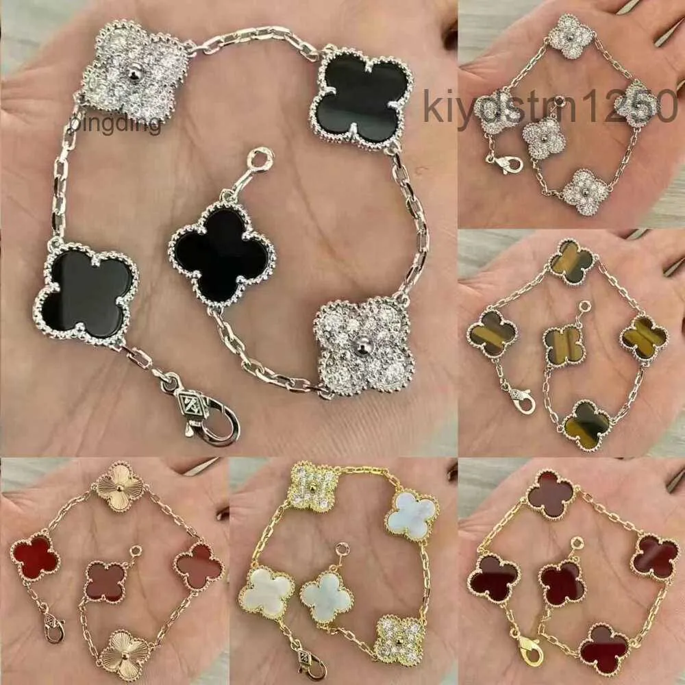 Jewelry Designer Chain Van Four Leaf Clover Bracelet Cleef Bracelets Jewlery Rose Gold for Woman Luxury Silver Charm Braclet with Box CCTB