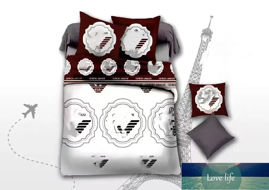 High Quaitly Brand Designer Bedding Sets 4Pcs Set Letter Printed Tencel Size Bed Sheet Fashion Pillowcases