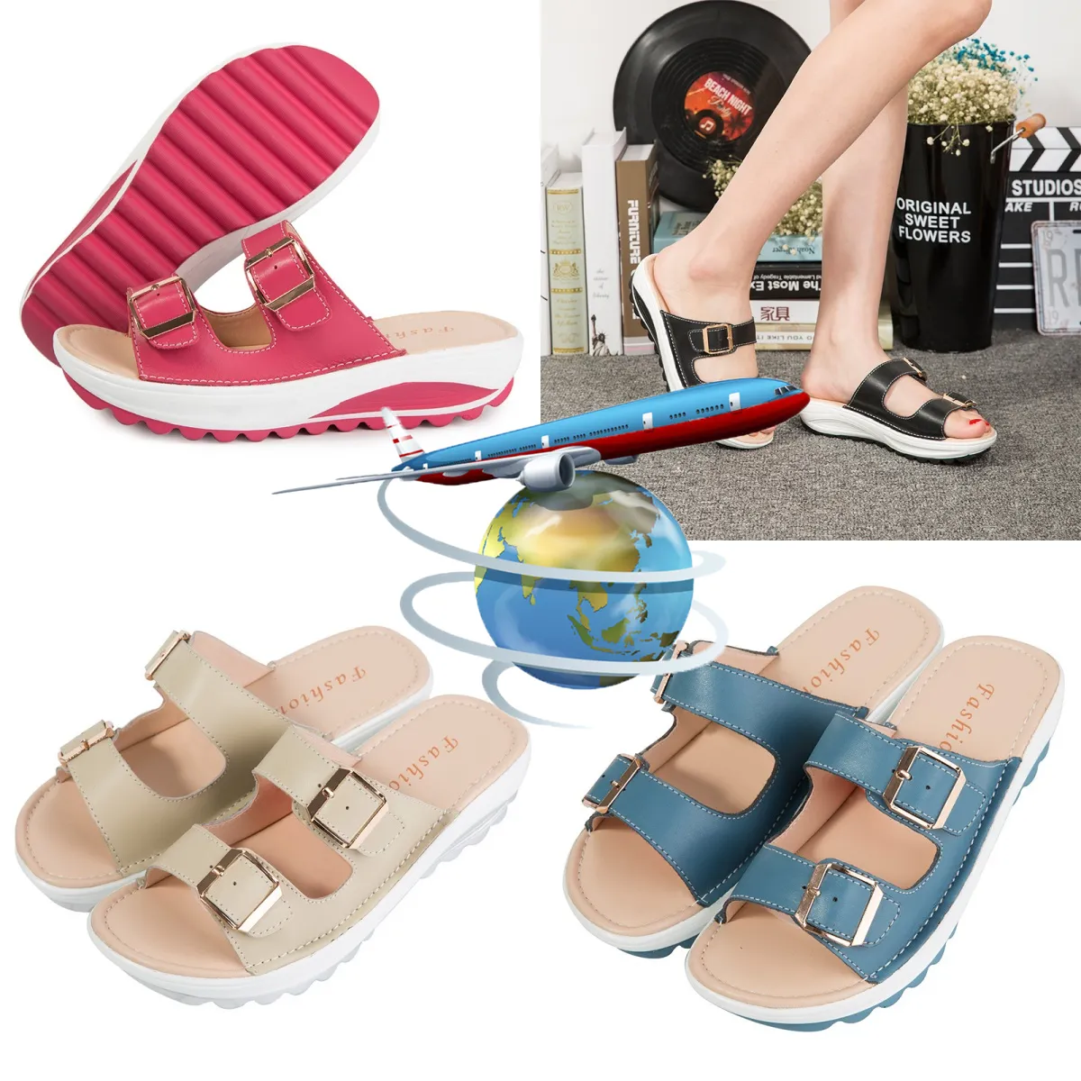 2024 Top Sandals Women Summer Fashion Beach Shoes Flip-Flops Sandals Slippers Slippers Beach Shoes Gai Size 35-41
