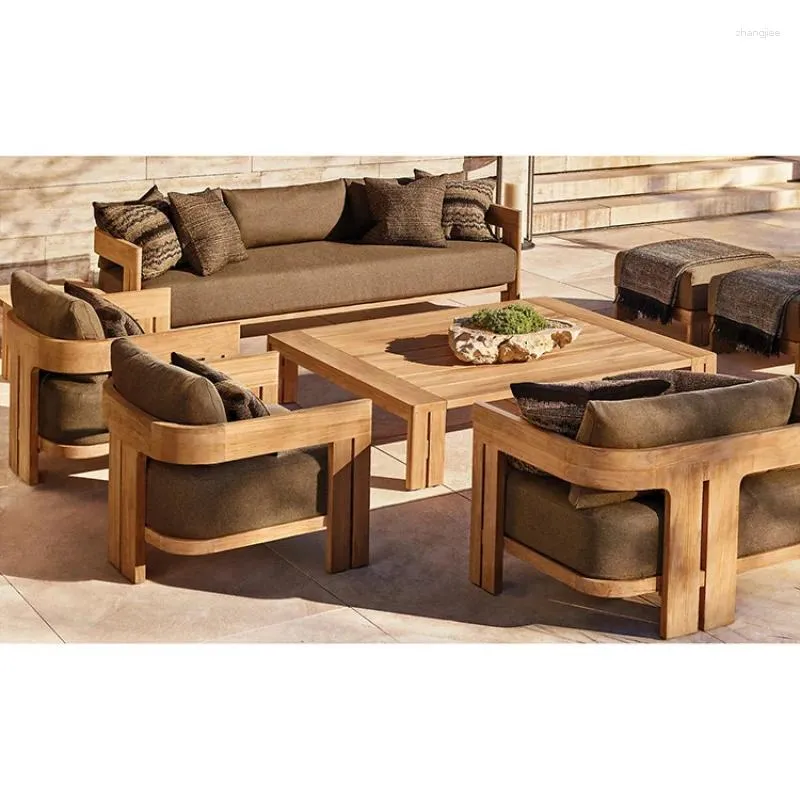 Camp Furniture Factory Customized Luxury Outdoor Sofa Garden Set All Weather Teak Wood El Patio Single