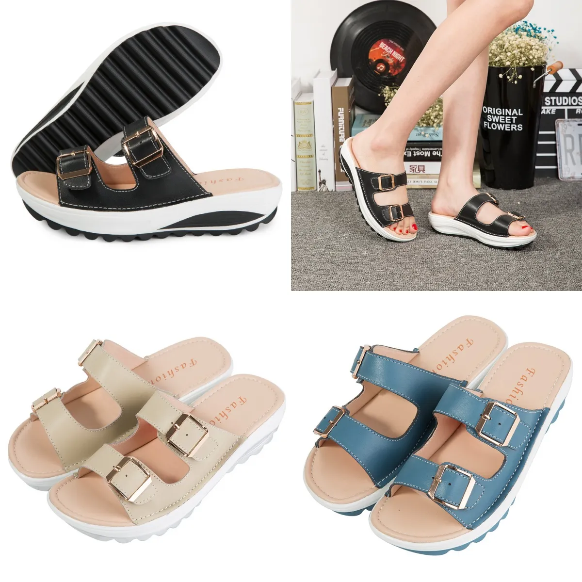 2024 New style GAI Designer Slipper Slides Fashion Macaron Sandals Ladies Summer Beach Flip Flops Heightening Slippers Slippers Sandal size 35-42