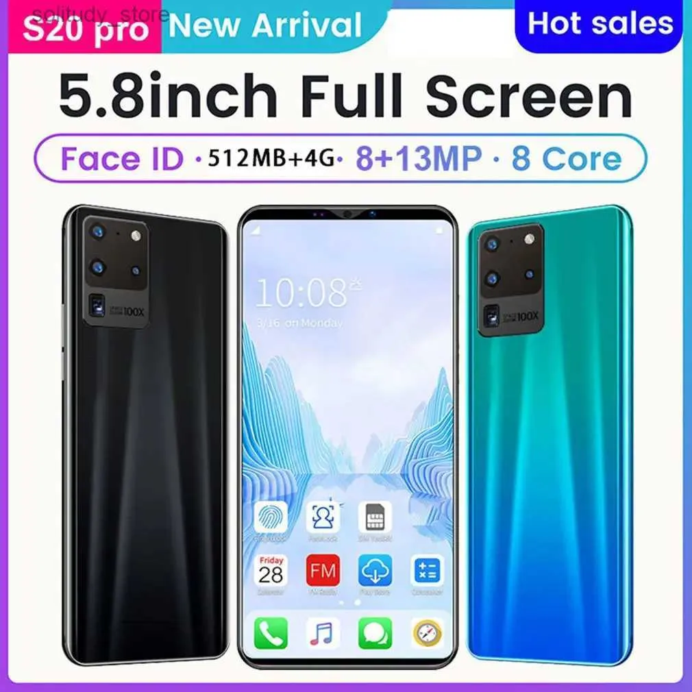 Cell Phones S20 Pro smartphone 5.8-inch facial unlock phone 512M+4G Android smartphone full screen dual SIM card phone Q240312