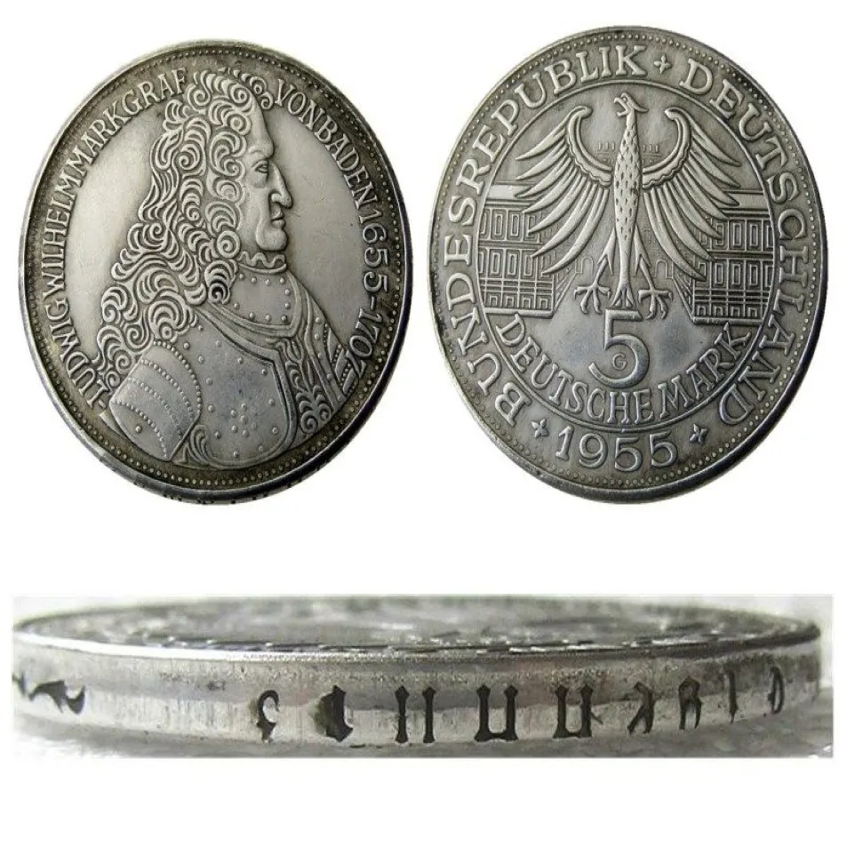 DE12 Germany Federal Republic 5 Mark 1955 G Craft Silver Plated Copy Coin metal dies manufacturing factory 312H