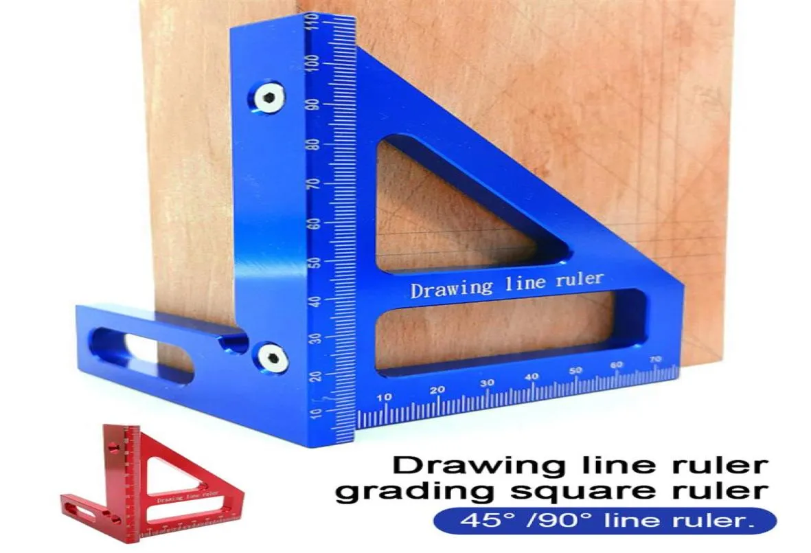Woodworking Square Protractor Aluminum Alloy Miter Triangle Ruler 45°90° Line Ruler High Precision Layout Measuring Tool5431763