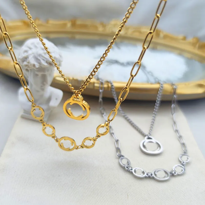 Silver Necklace G Jewelry Designer Necklaces Women Fashion Neck Chain Female Male Temperament Pendants Gold Chians for Men Party Engagement Gifts