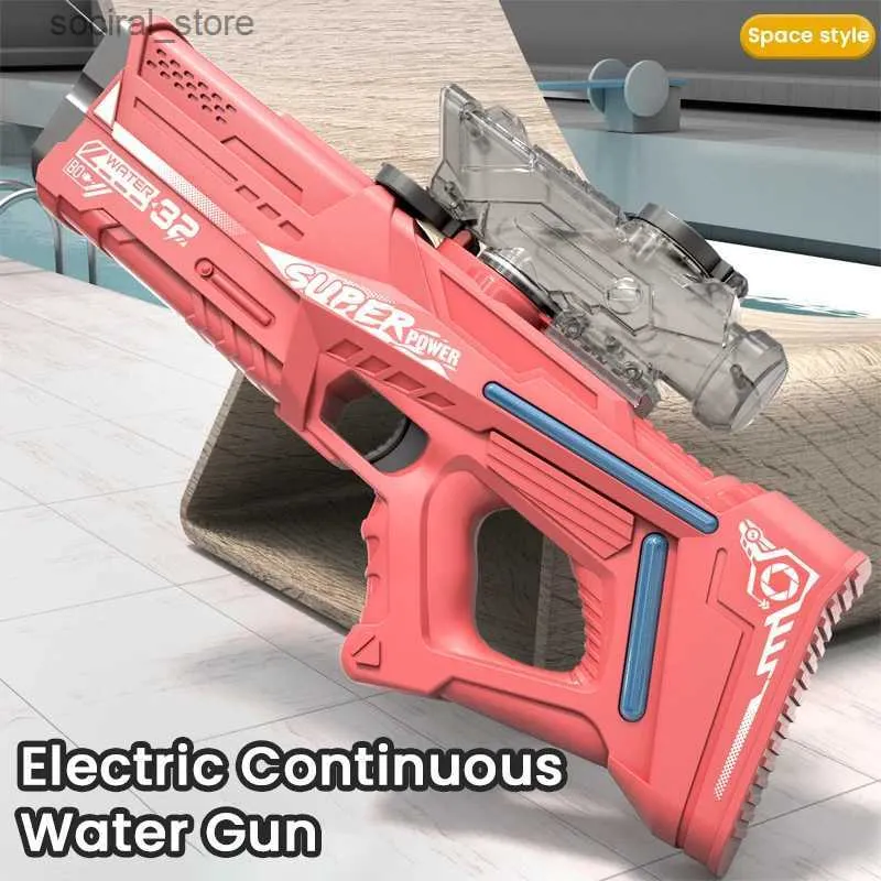 Pistoolspeelgoed Volledig elektrisch waterpistool Speelgoed Zwembad Spelen Water Volwassen speelgoed Buitenspellen Hogedrukwaterpistool Speelgoed voor kinderen Zomerspeelgoed L240311