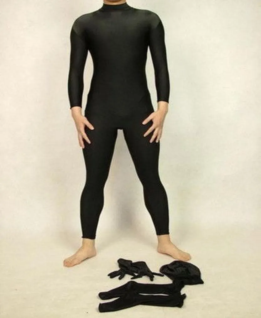 Halloween cospaly Nero Full Body unisex lucido Lycra Spandex Zentai Suit lycra zentai costumi8706086