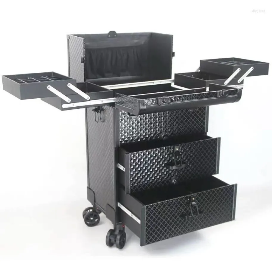 حقائب 2022 Women Trolley Cosmetic Casemetic Nails Makeup Toolbox Men Beauty Box on Wheels حقيبة سفر للأمتعة حقيبة 262n