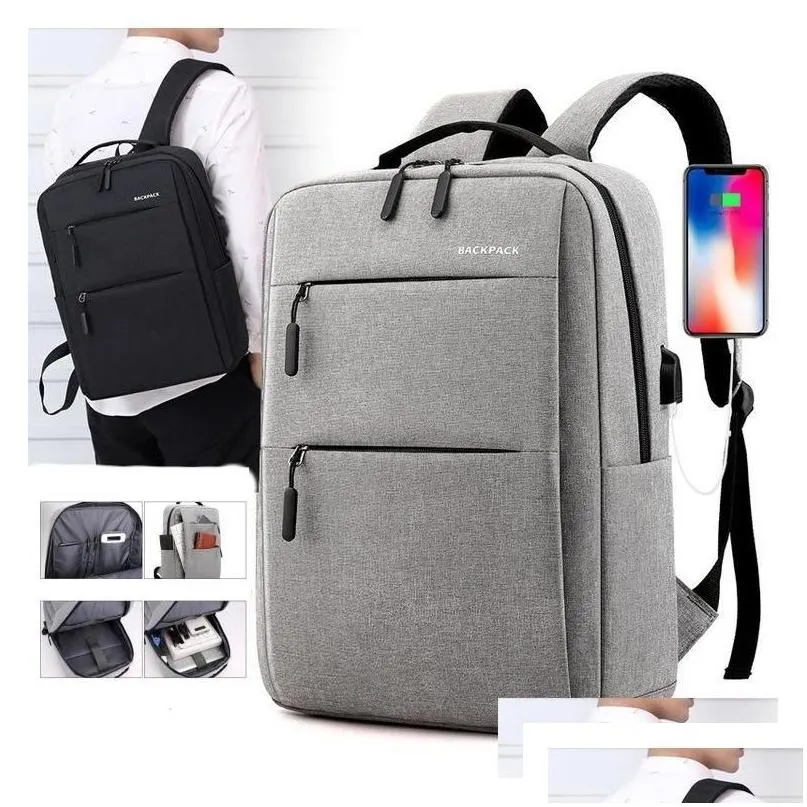 Laptop Cases Backpack Men Business Waterproof 15.6 Bag Luxury Usb Work Travel Fashion Mtifunction School Drop Delivery Computers Netwo Ot6Iy