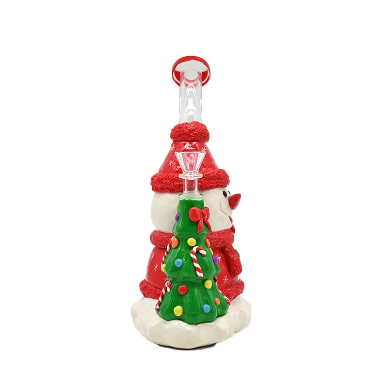 9in,Christmas Tree Snowman Candy Cane Smoking Item,Handicraft Ornament For home Office,Smoking Tobacco Cigarette Accessaries Christmas Gift,Glass Bong