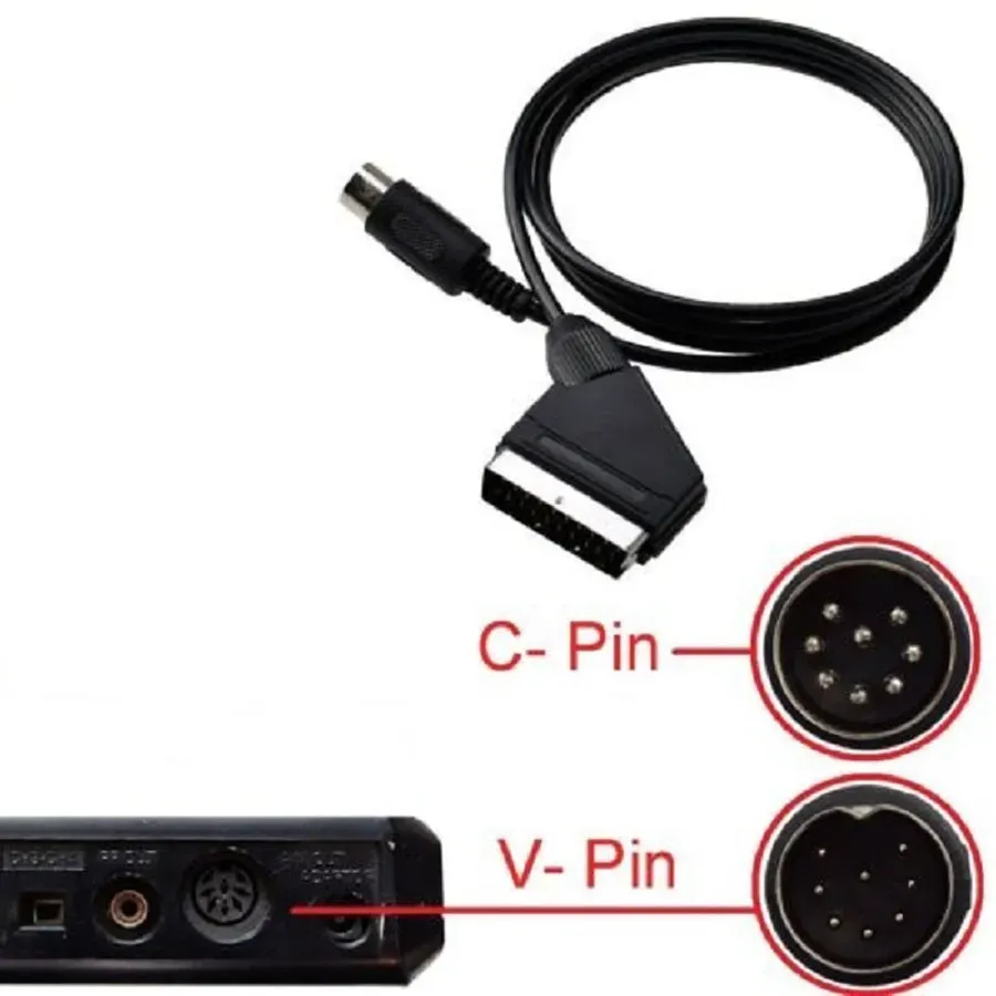 Cabo scart av 1.8m rgb versão pal v-pin c-pin 9 pinos plug conector de áudio e vídeo para sega genesis 2 mega drive md ntsc