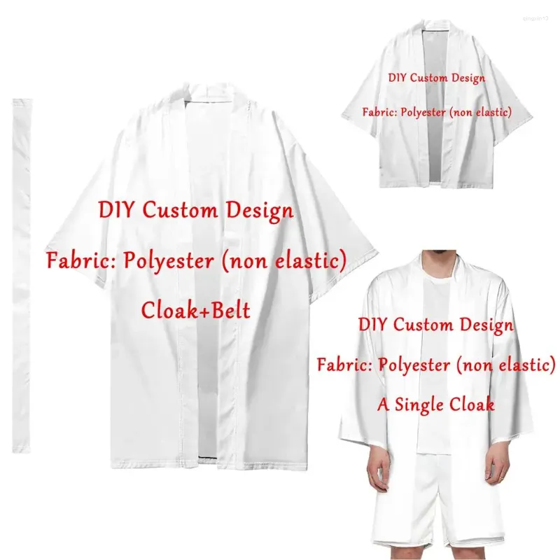 Etnische kleding Zomer heren lange kimono's Anime Cosplay Dojo-mantel met gratis aangepaste patronen DIY Haori Samurai Kimono Dames Japans strand