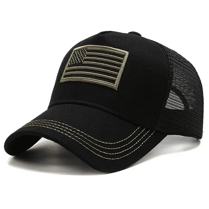 USA Flag Mesh Baseball Cap Summer Breathable Hat Men Women Tactical Hats Unisex Hip Hop Caps Outdoor Sport Trucker Hats 240301