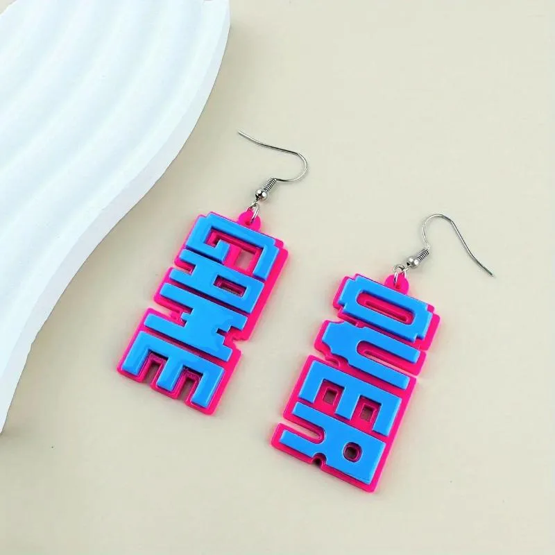 Boucles d'oreilles pendantes en acrylique, 1 paire, Design de lettres de jeu sur lettres, cadeau amusant et mignon pour femmes et filles, bijoux quotidiens décontractés