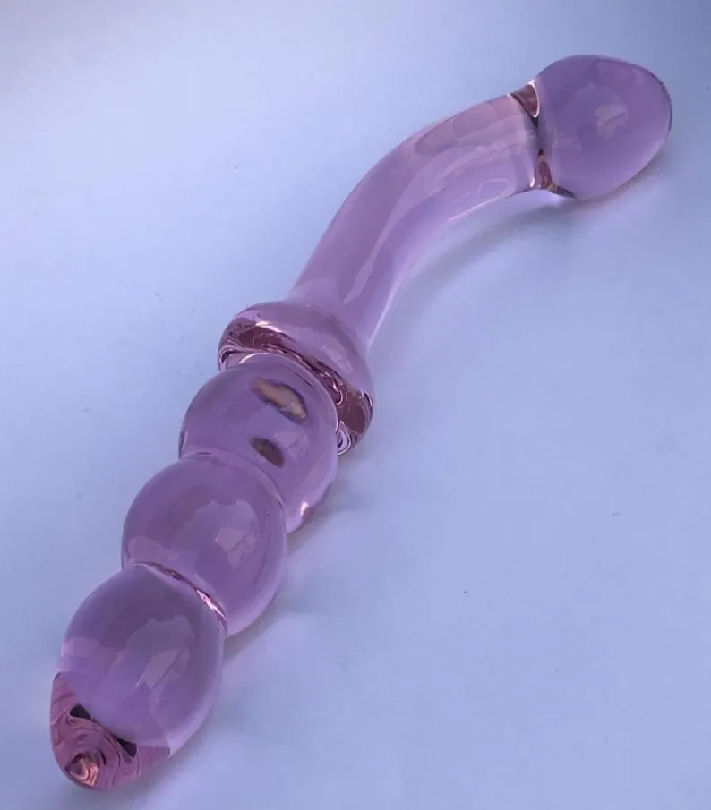 Çift yapay penis pembe kristal cam yapay penis erotik seksshop yetişkin sextoys büyük penis üç boncuk anal fiş seks oyuncakları kadın için1297884