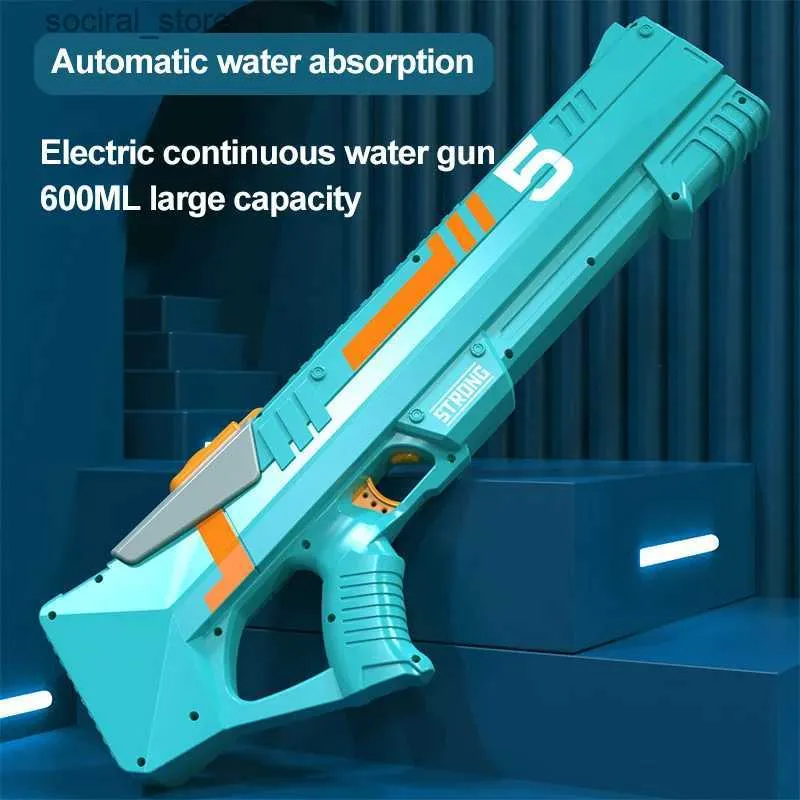 Gun Toys Full Automatic Electric Water Gun High-Tech Water Soaker Guns Stora kapacitet Sommarpool Party Beach Outdoor Toy For Kid Adult L240311