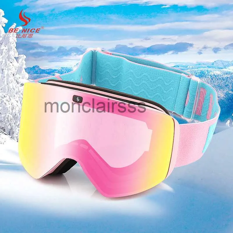 Мужские и женские лыжные очки для взрослых с цилиндрической магнитной присоской, двухслойные ветрозащитные лыжные очки для зимнего восхождения l230821RSD0 RSD0