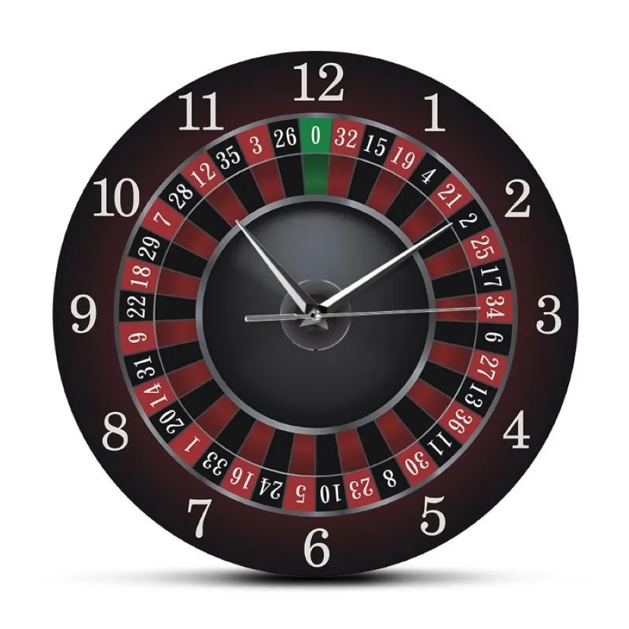 Horloge murale de Poker Roulette avec cadre en métal noir, décor artistique mural pour salle de jeux de Las Vegas, montre de Casino, cadeau 229Z