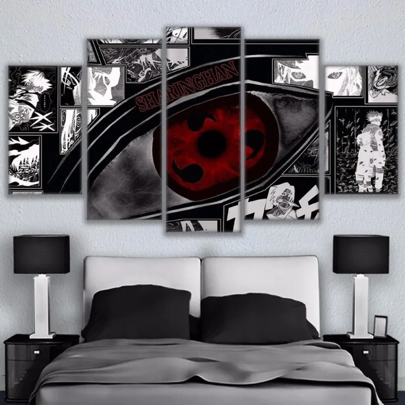 Modulaire Wall Art Foto Canvas HD Gedrukt Anime Schilderen ingelijste 5 Stuks Naruto Sharingan Poster Modern Home Decor Room241A