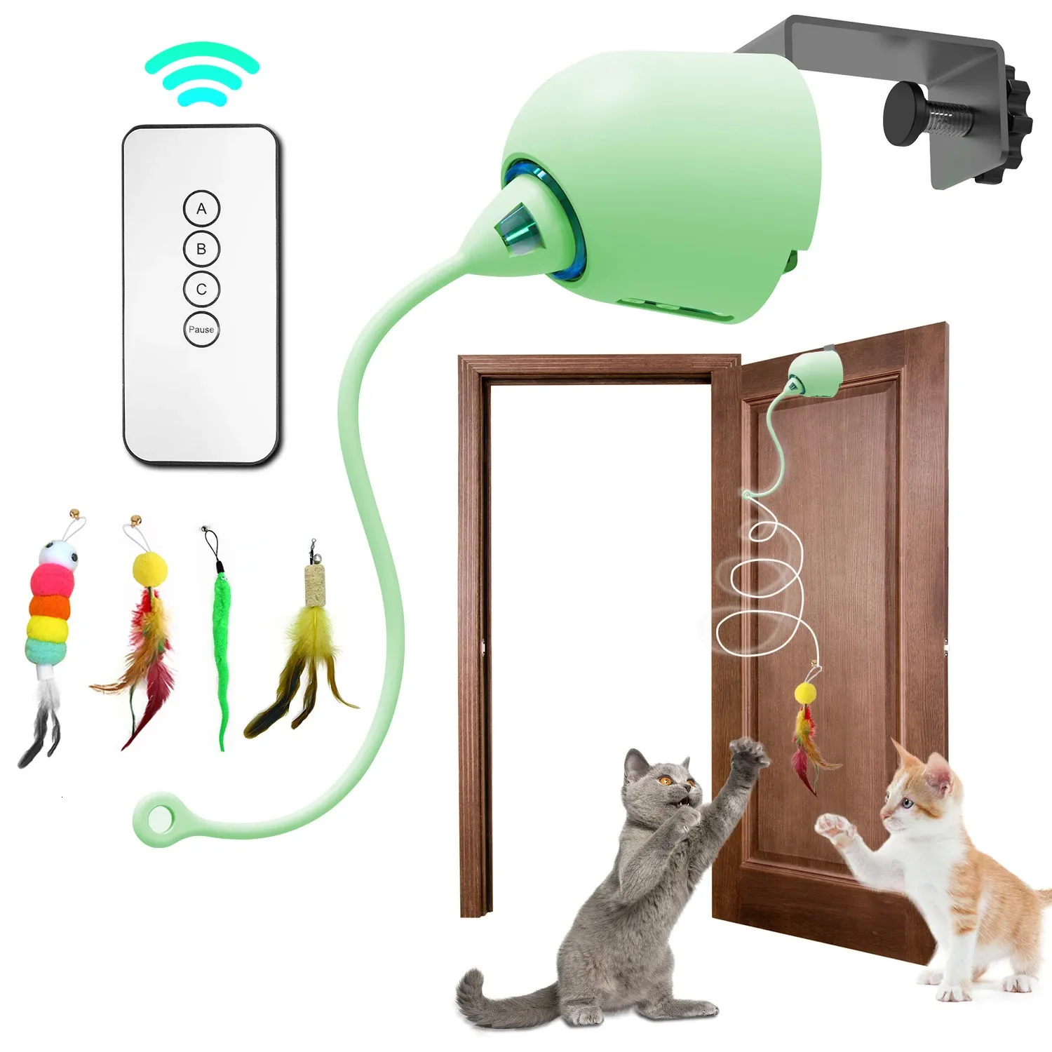 Juguetes interactivos con plumas para gatos, juguetes eléctricos colgantes para gatos de interior, juguete para gatos, juguetes para gatitos, juguete automático para gatos 240229