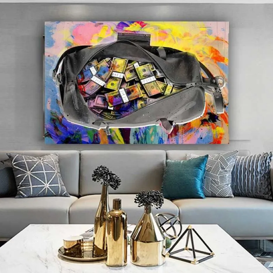 Canvas Painting Secure The Bag Oil Painting Money Posters And Prints Wall Art Picture For Living Room Home Decor No Frame314r