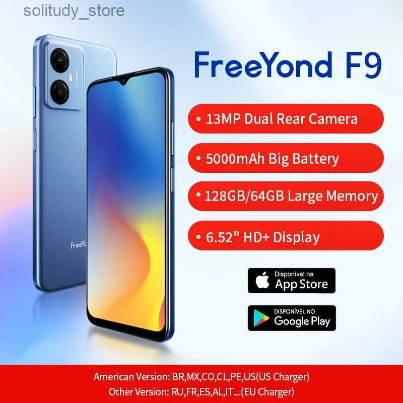 携帯電話のグローバルバージョンFREYOND F9スマートフォン128GB 64GB 6.52インチHD+スクリーン8コア13MPデュアルカメラ5000MAHアンドロイド電話Q240312