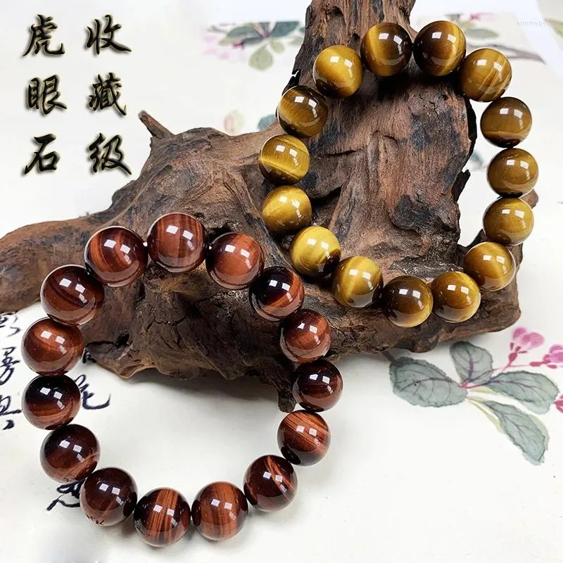 Loose Gemstones Collection Level Natural Yellow Tiger Eye Bracelet Red Stone Male And Female Couple's Domineerin