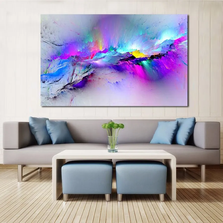 Wandbilder für Wohnzimmer, abstraktes Ölgemälde, Wolken, bunte Leinwand, Kunst, Heimdekoration, ohne Rahmen238K