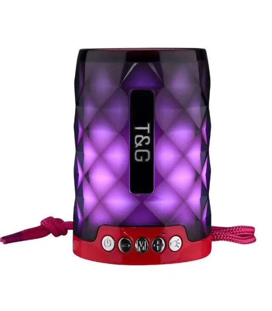 Portable TG155 LED Light Bluetooth -högtalare med händer MIC Support TF Card FM Mini LED Colorful Lights Lamp utomhus Vattentät4320231